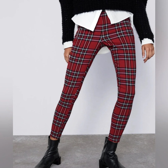 Zara Checkered Leggings Size 26 - Picture 1 of 8